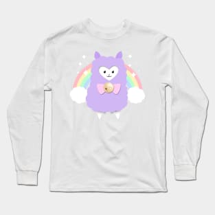 Sparkly Rainbow Pastel Alpaca Long Sleeve T-Shirt